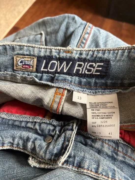 Cruel Girl Women Juniors Sz 13 Blue low rise Cropped Wide Leg denim Jeans - Picture 7 of 8